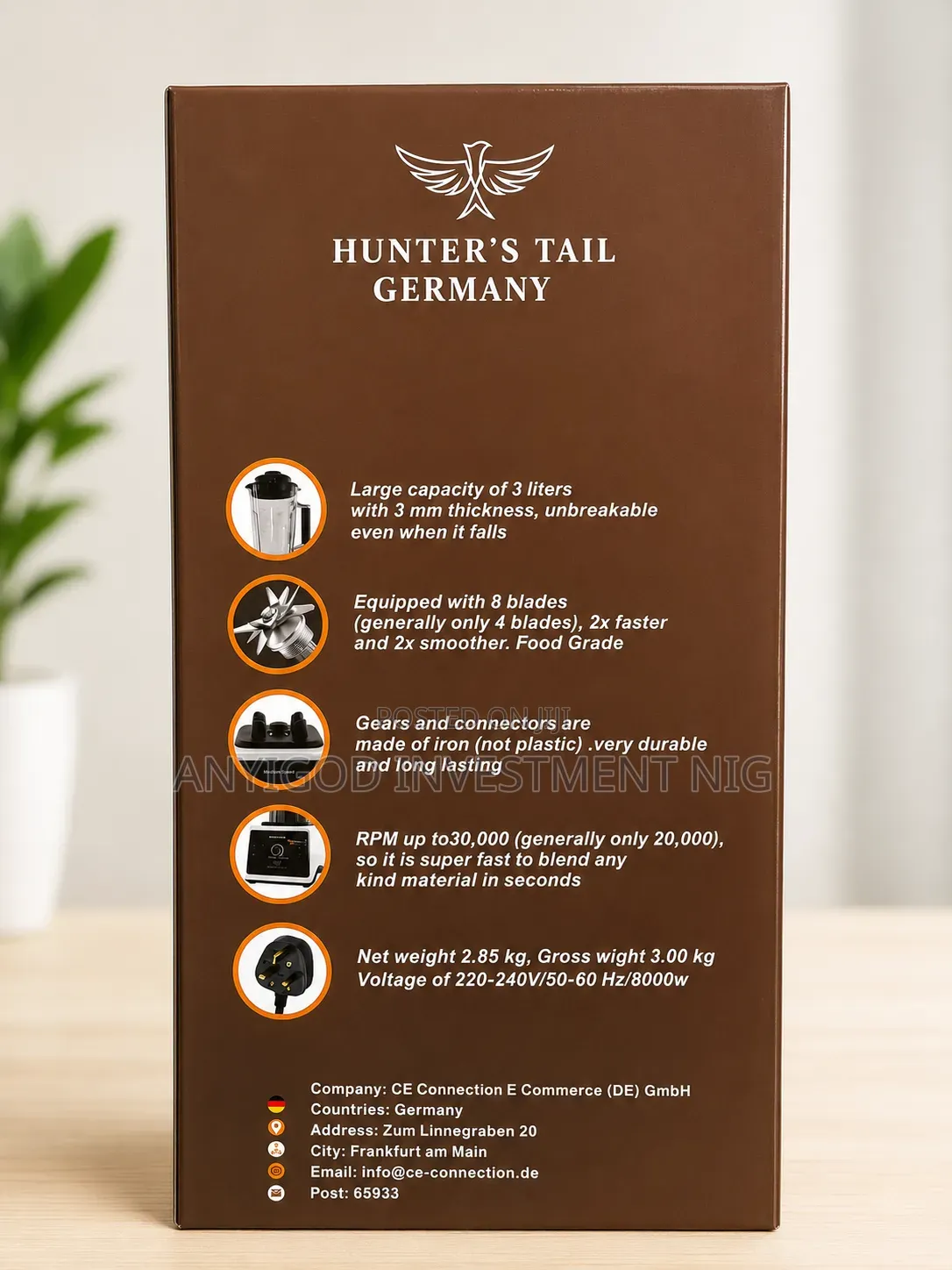 Hunters Tail Professional Blender 8000watts 3L