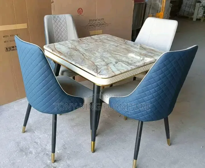 Dining Marble Top Table Set by 4-Seater