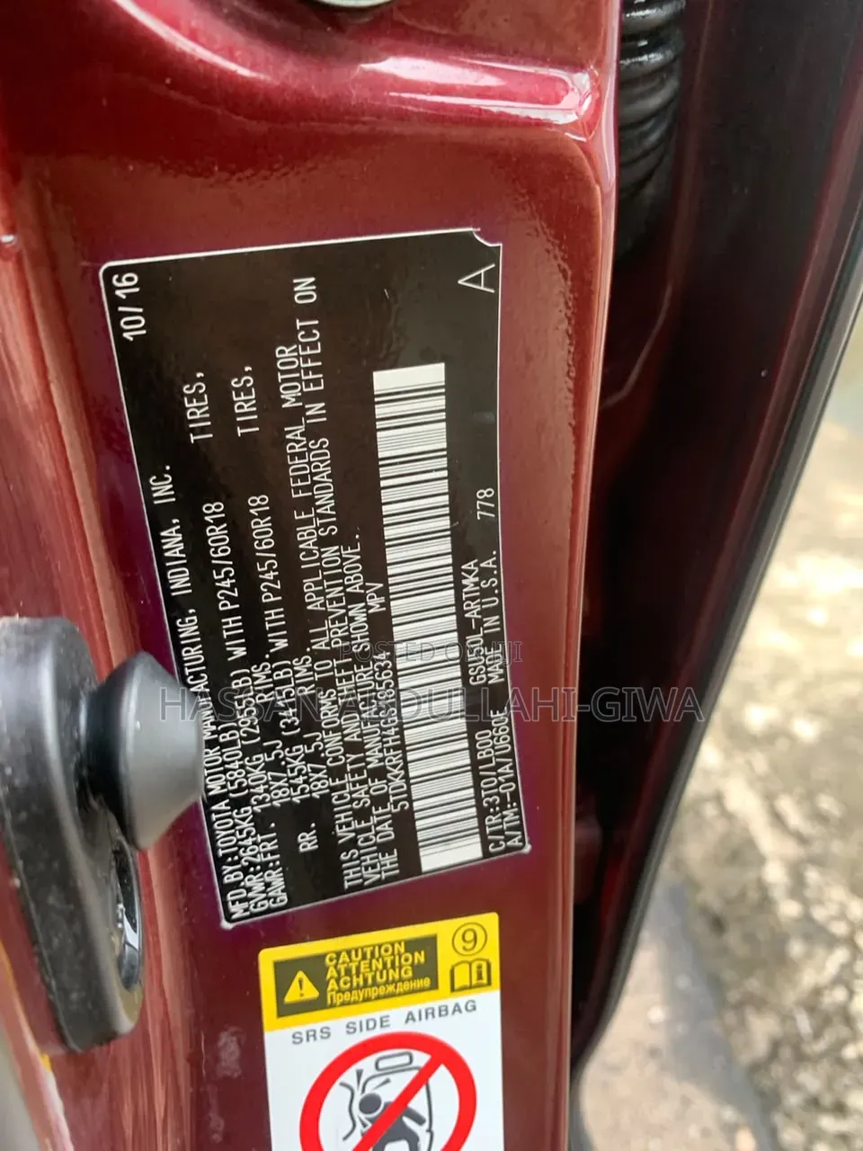 Toyota Highlander 2016 Maroon