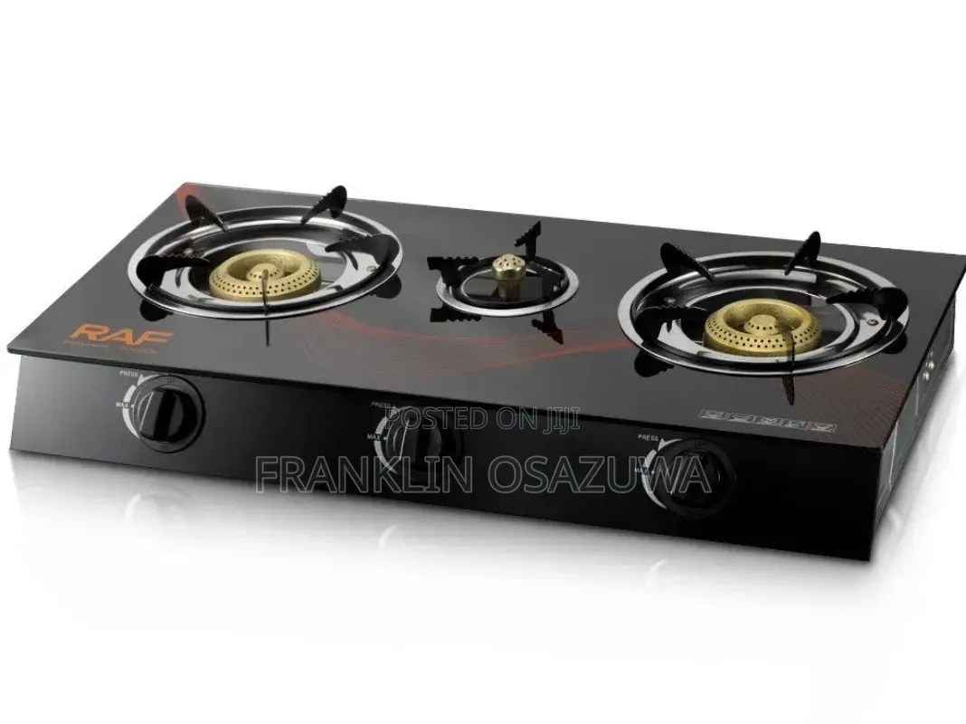 RAF 3 Burner Tempered Glass Gas Cooker Table Gas Stove Auto Ignition