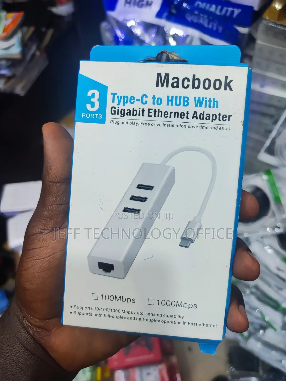 MacBook 3-Port Type-C to USB Hub With a Gigabit Ethernet Adapter