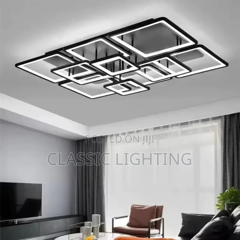 Modern Living Room Decoration Black LED Ceiling Light Remote Control
