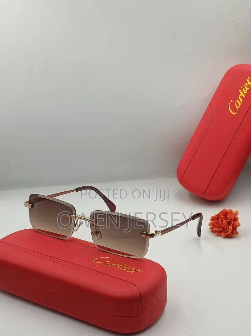 Cartier Rimless Rectangle Sunglasses – Luxury Gradient Eyewear Unisex.