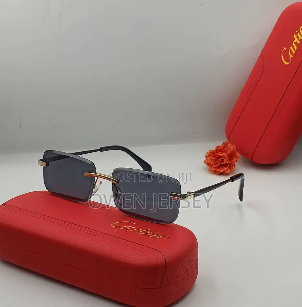 Cartier Rimless Rectangle Sunglasses – Luxury Gradient Eyewear Unisex.