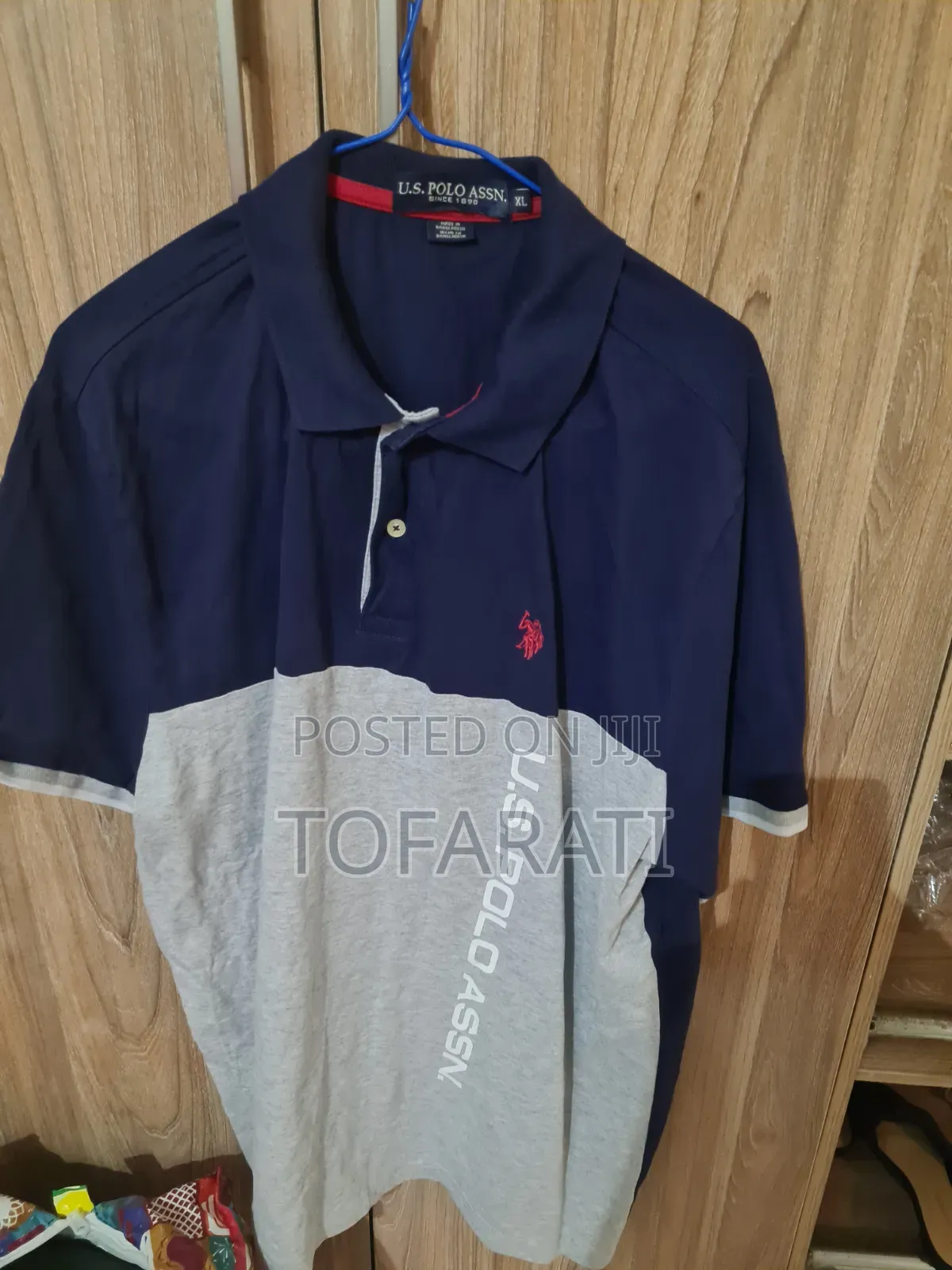 U.S. Polo Assn. Colorblock Cotton Polo Shirt (Navy/Grey, XL)