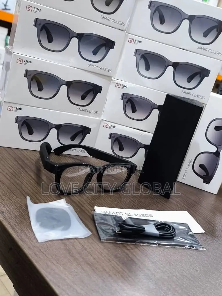 V6 Smart Glass 13MP Camera Calls Music Record Photo With Case 2 Lens