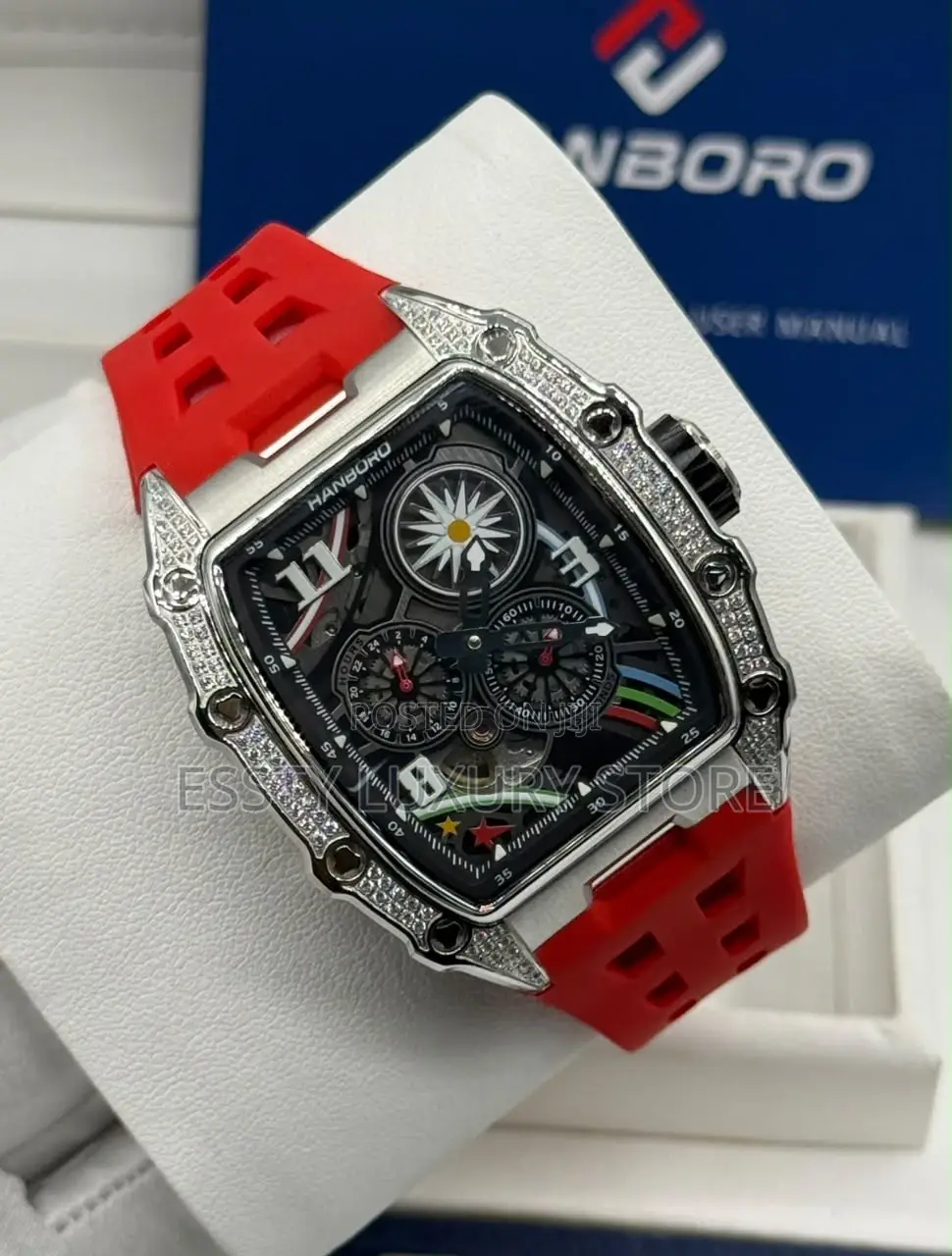 Hanboro Quality Luxury Men Rubber Wristwatch