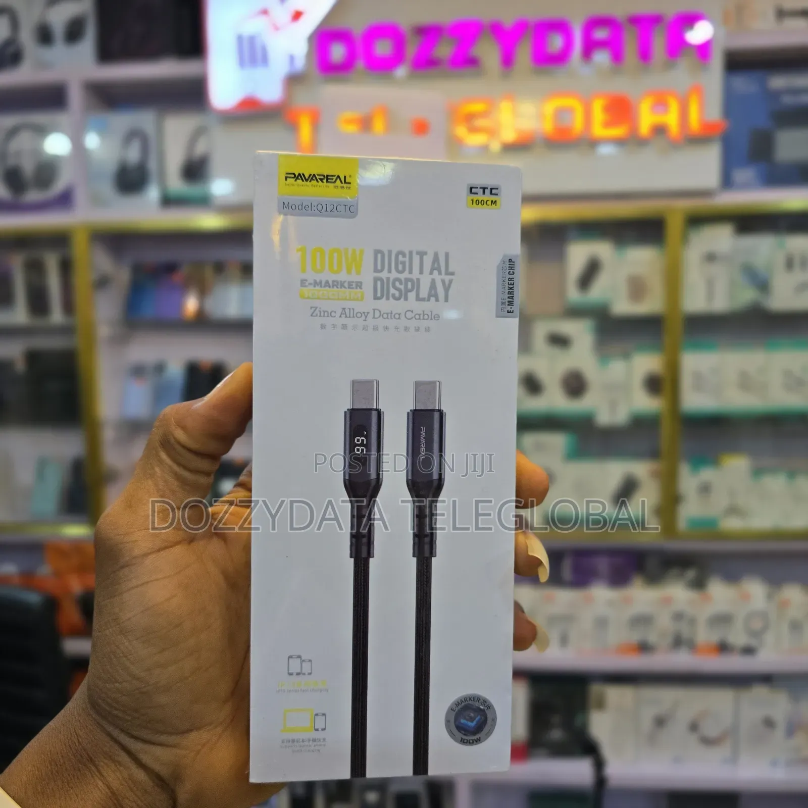 Pavareal Q12CTC 100W USB C Digital Display Zinc Alloy Data Cable