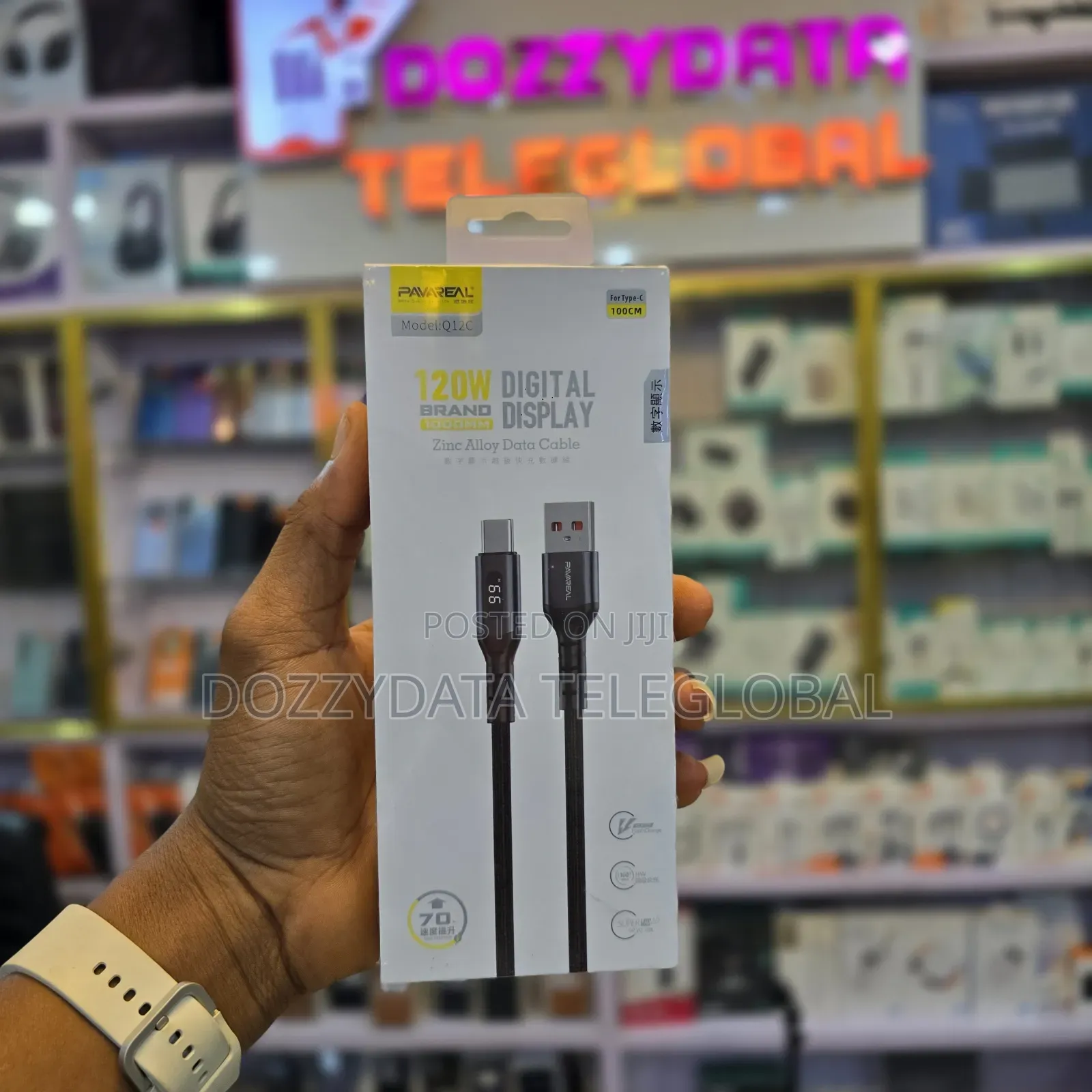 Pavareal Q12C 120W USB C Digital Display Zinc Alloy Data Cable