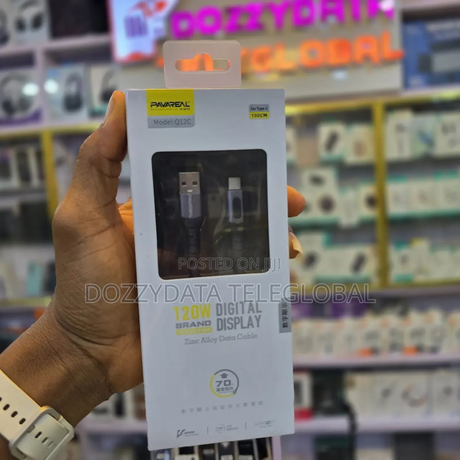 Pavareal Q12C 120W USB C Digital Display Zinc Alloy Data Cable