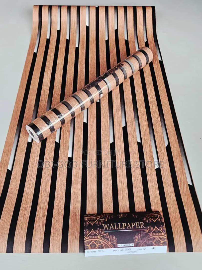Wood Effect Wallpaper | Brown Black Striped Wallpaper | Wall Decor