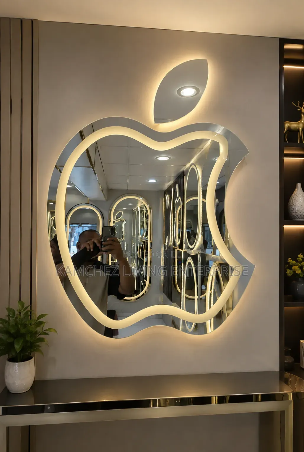 Luxury 3 Light LED Apple-Shaped Mirror