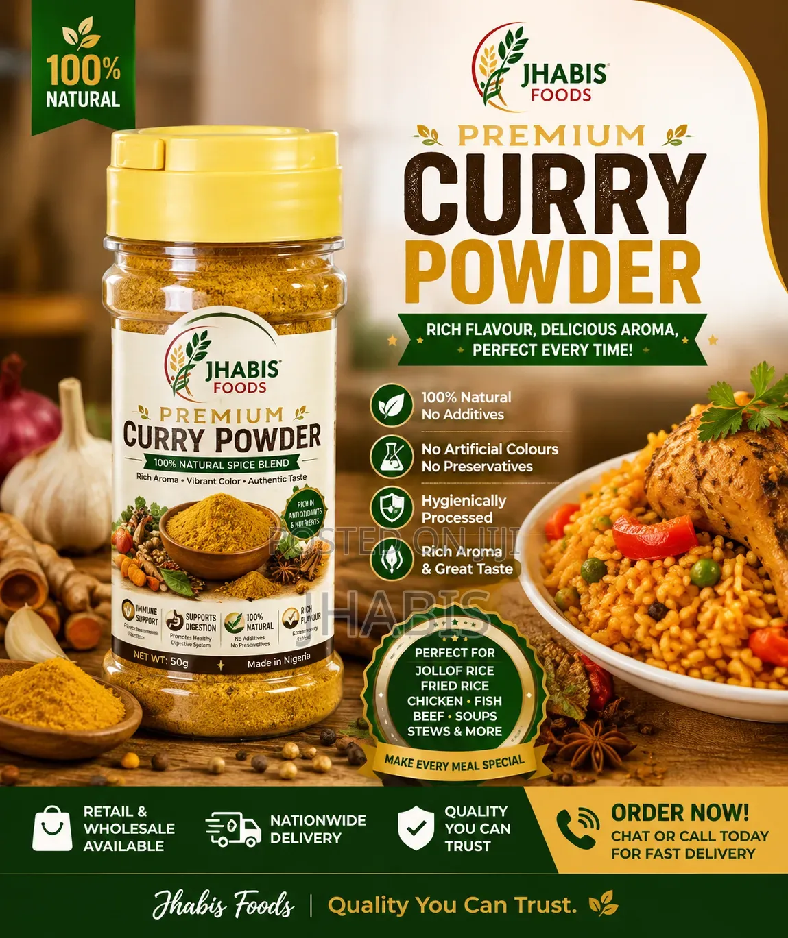 Premium Curry Powder 50g - Jhabis Foods | 100% Natural