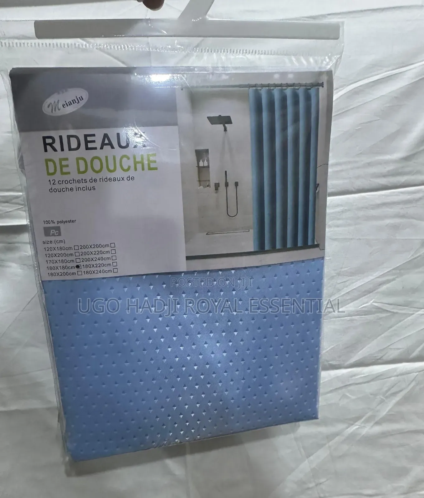 Meianju Waterproof Polyester Shower Curtain With 12 Hooks (Maroon