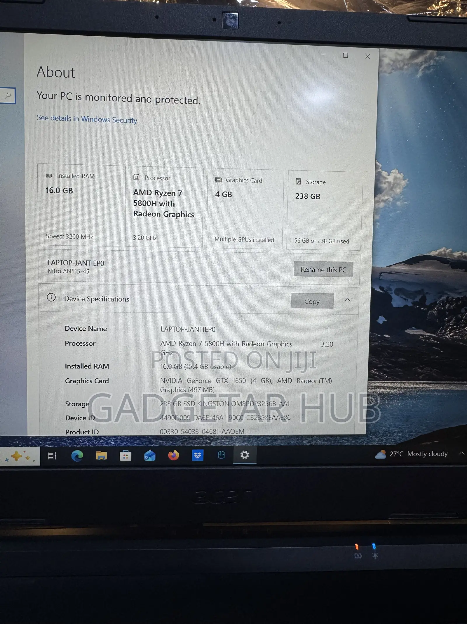 Laptop Acer Nitro 5 1GB AMD Ryzen 7 SSD 256GB