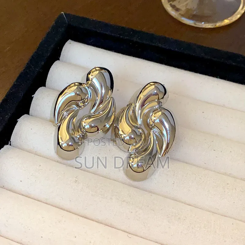 Sliver Curve Water Drop Woman Earrings
