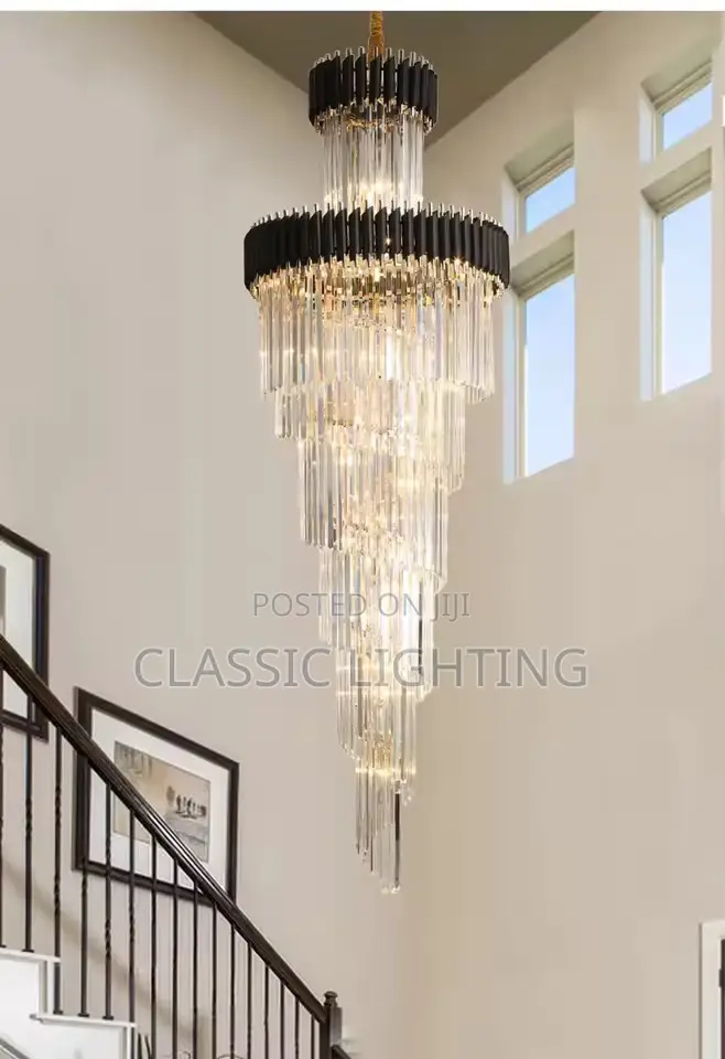 Luxury Modern Crystal Chandelier for Staircase Long Loft Light Fixture