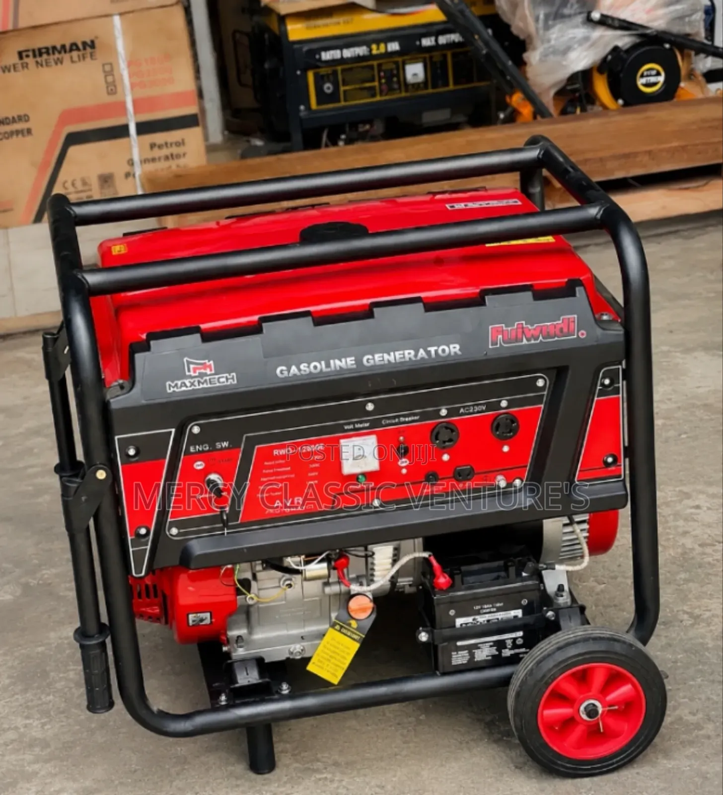 Original MaxMech 12kVA Key Start Gasoline Generator With AVR Wheels