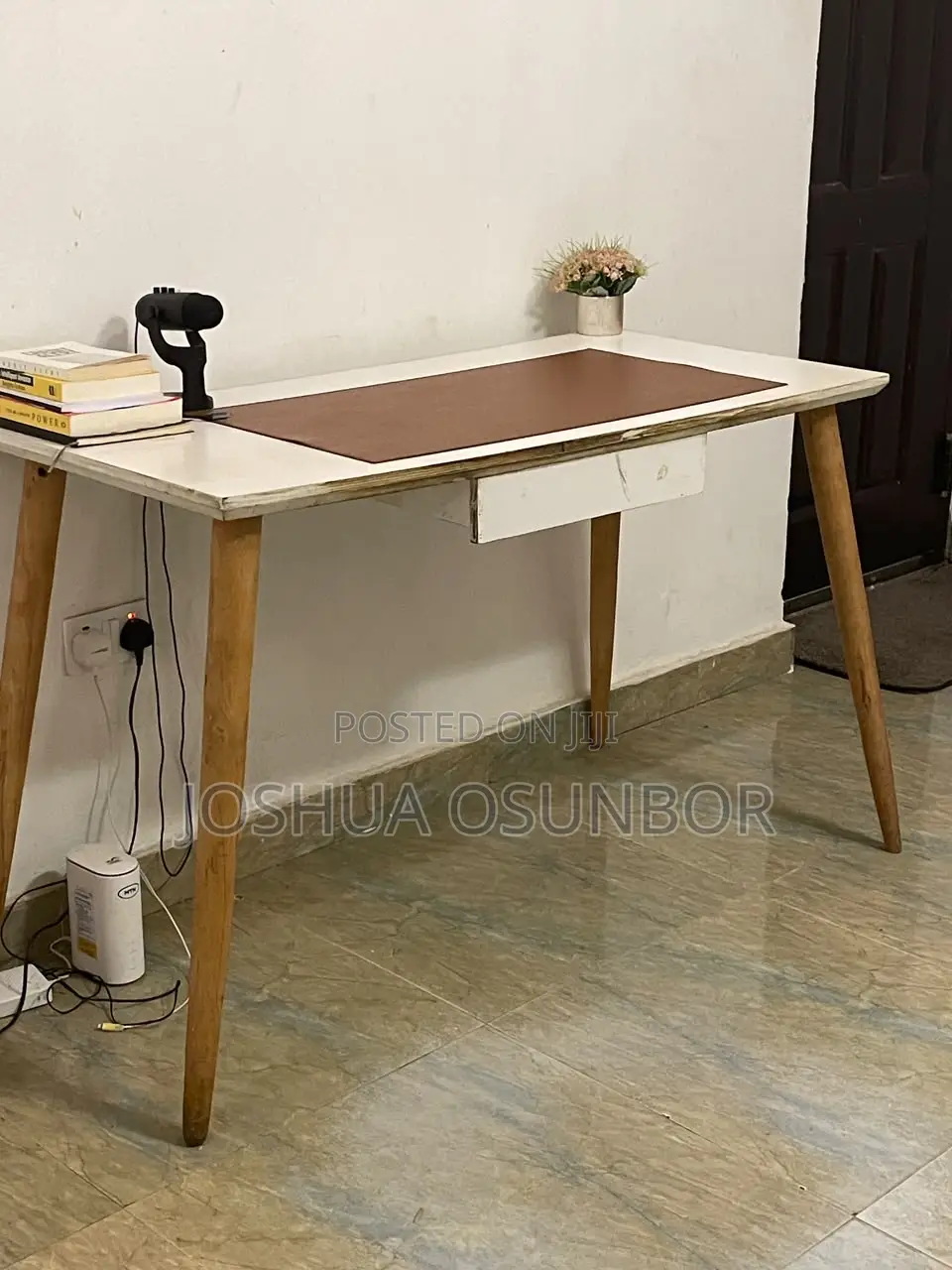 Writing Desk With Drawer + High Back Executive Chair — Home Office Set
