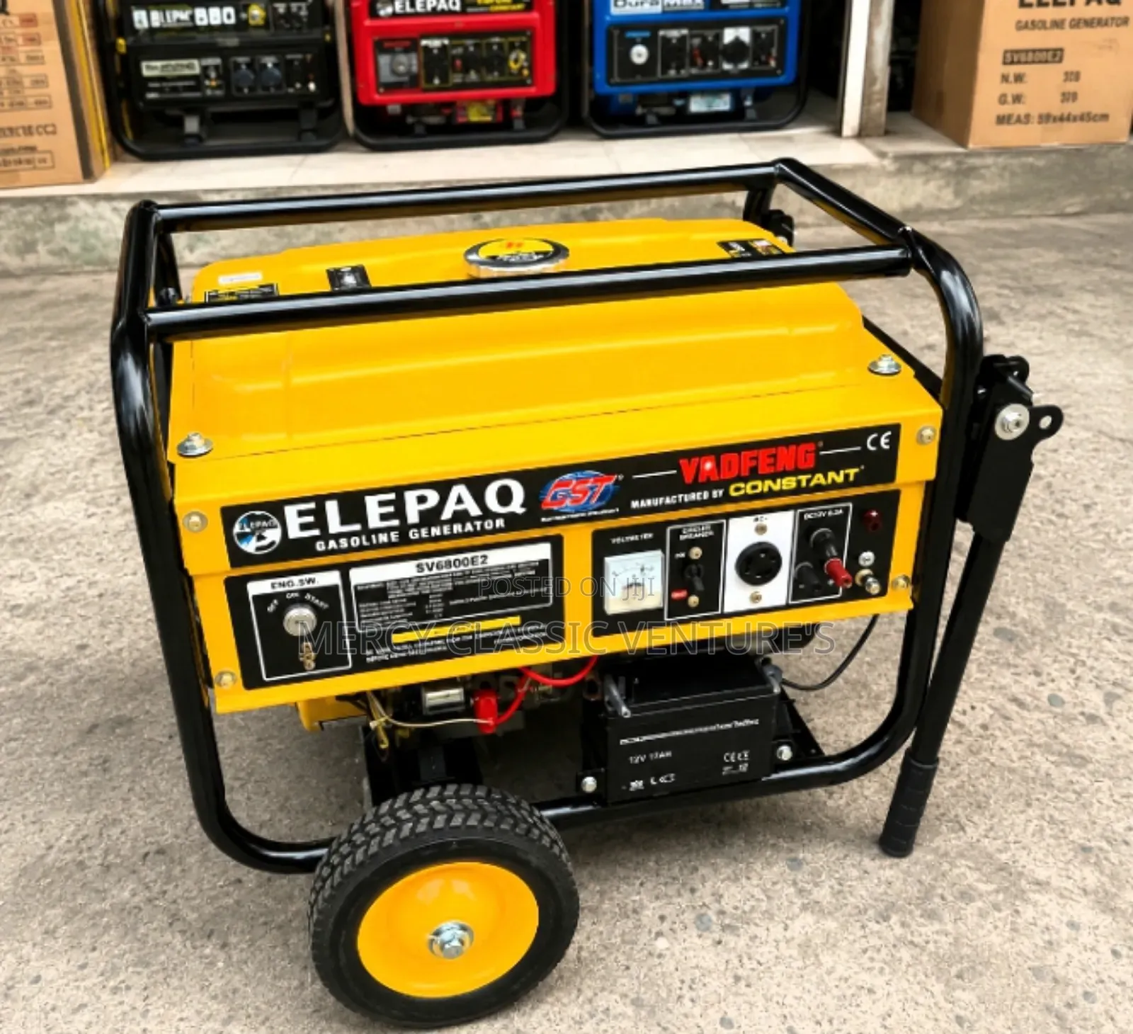 Original Elepaq 5.5kVA Key Start Gasoline Generator With Wheels –