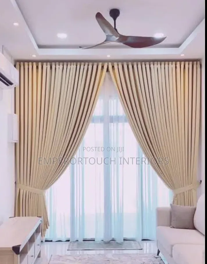 Two Pair's of Gold Modern Curtains