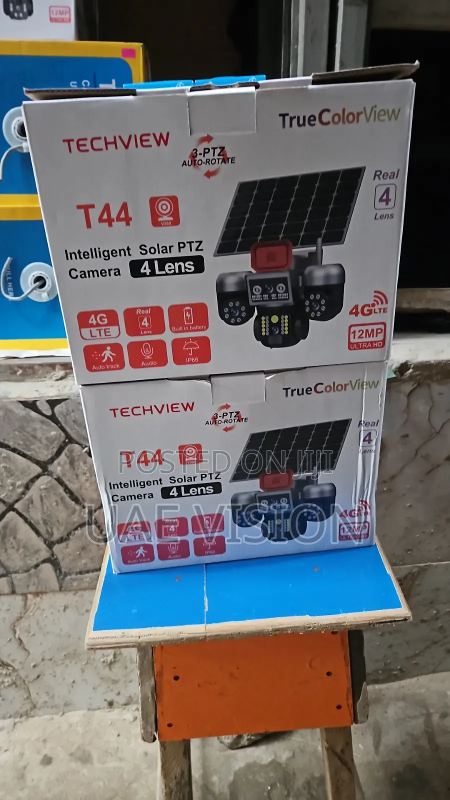 T44 4 Lens Solar Camera 3-Auto-Rotate V380 Smart Ai High Quality