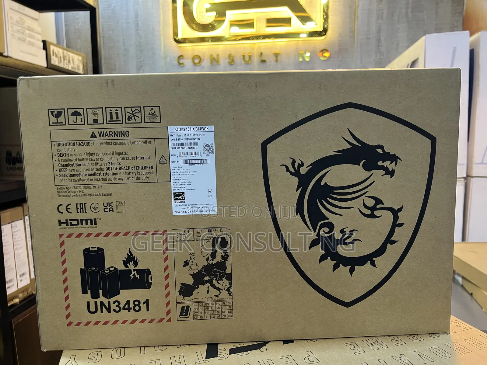 New Laptop MSI Katana 15 16GB Intel Core i7 SSD 1T
