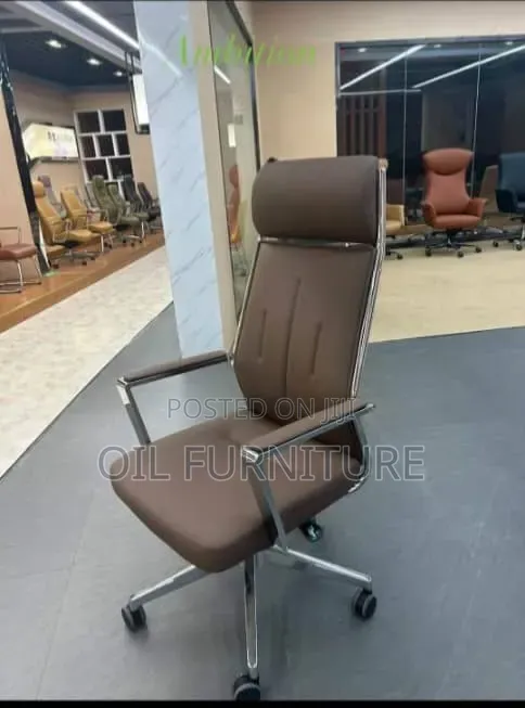 Ergonomic CEO Boss Office Chair – Premium Brown Leather