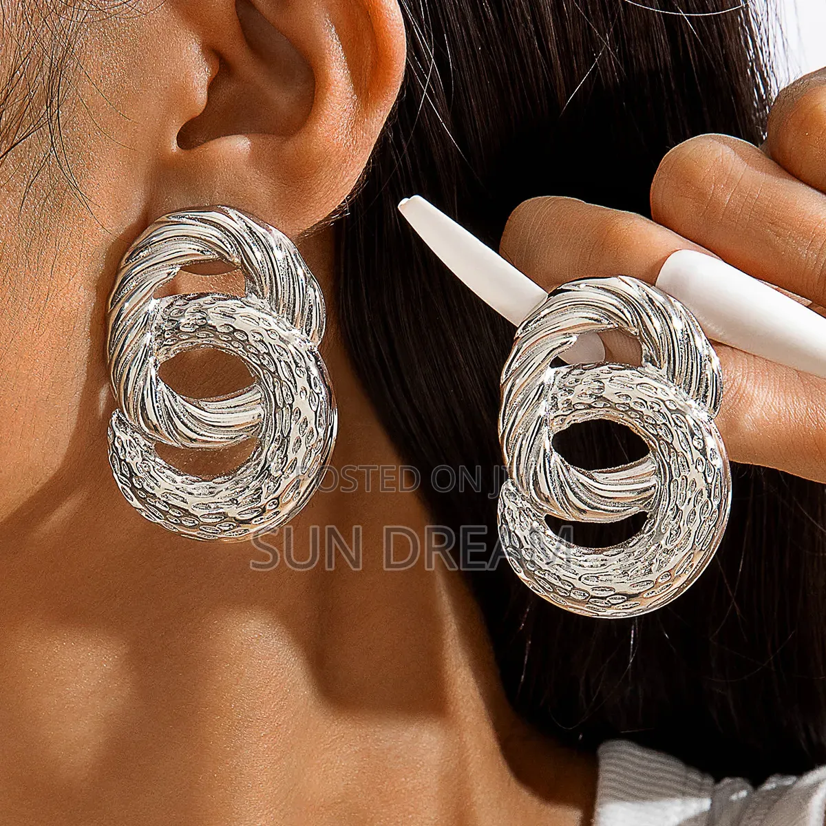 Sliver Toned Woman Gifts Earrings Accessories