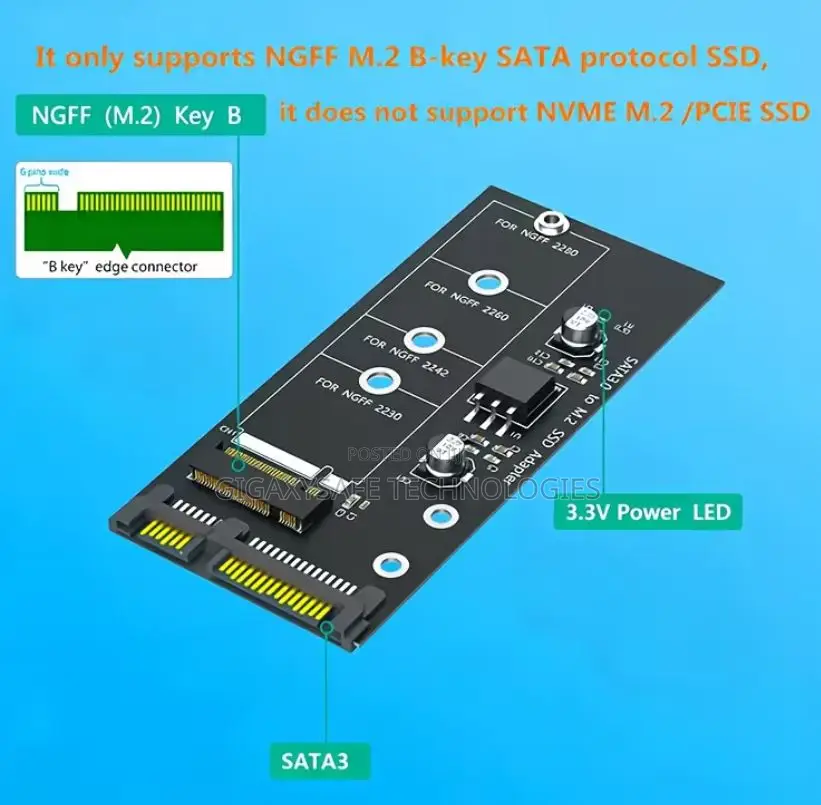 M.2 NGFF SSD to SATA 3.0 Adapter Card Converter