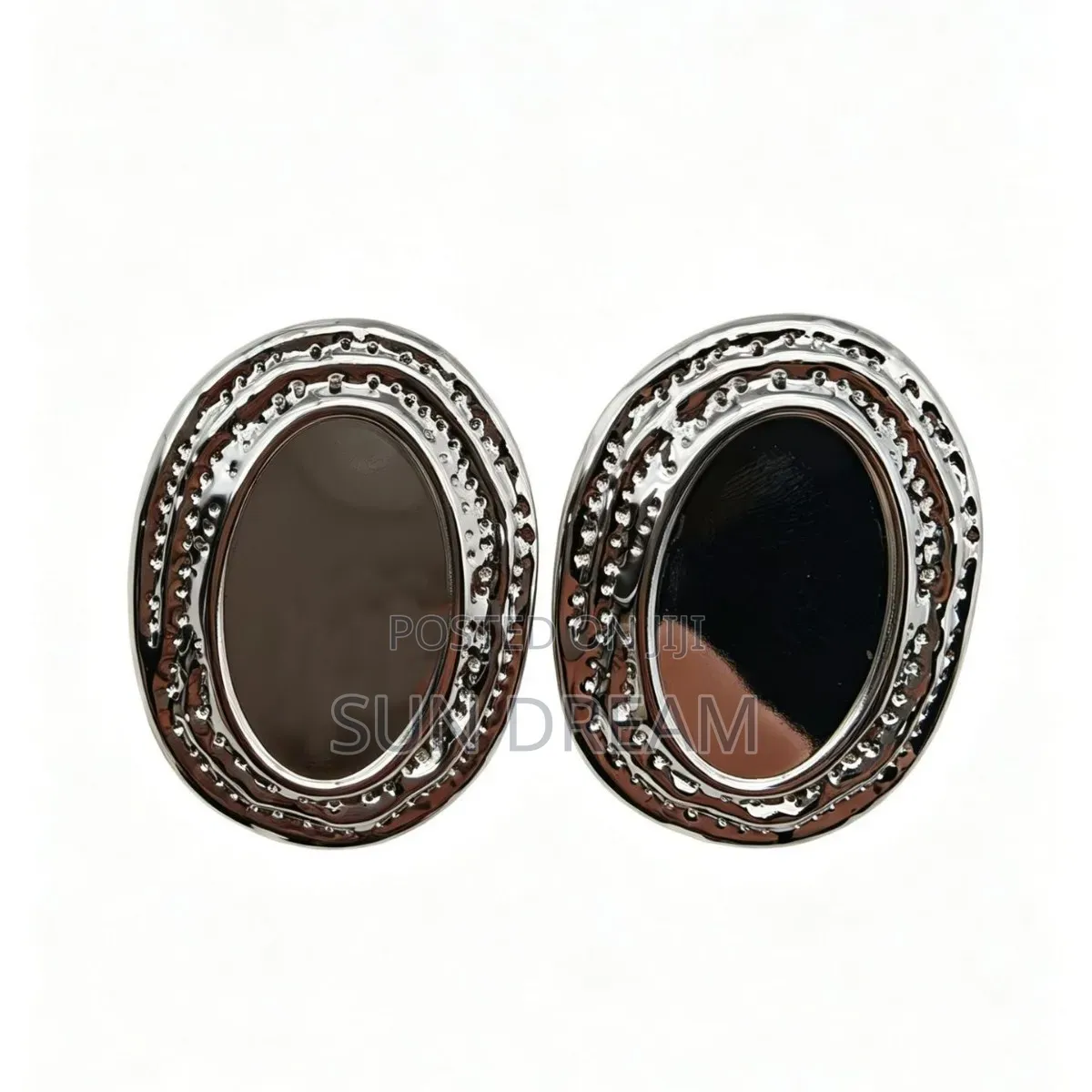 Oval Sliver Toned Woman Earrings Jewelrys