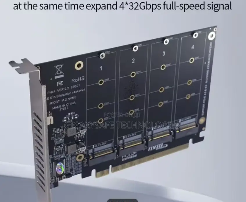 4-Port M.2 NVME M-Key SSD to PCIE X16 Reader Expansion Card