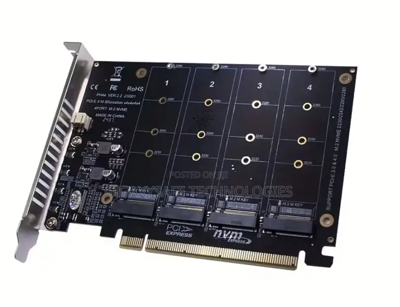 4-Port M.2 NVME M-Key SSD to PCIE X16 Reader Expansion Card