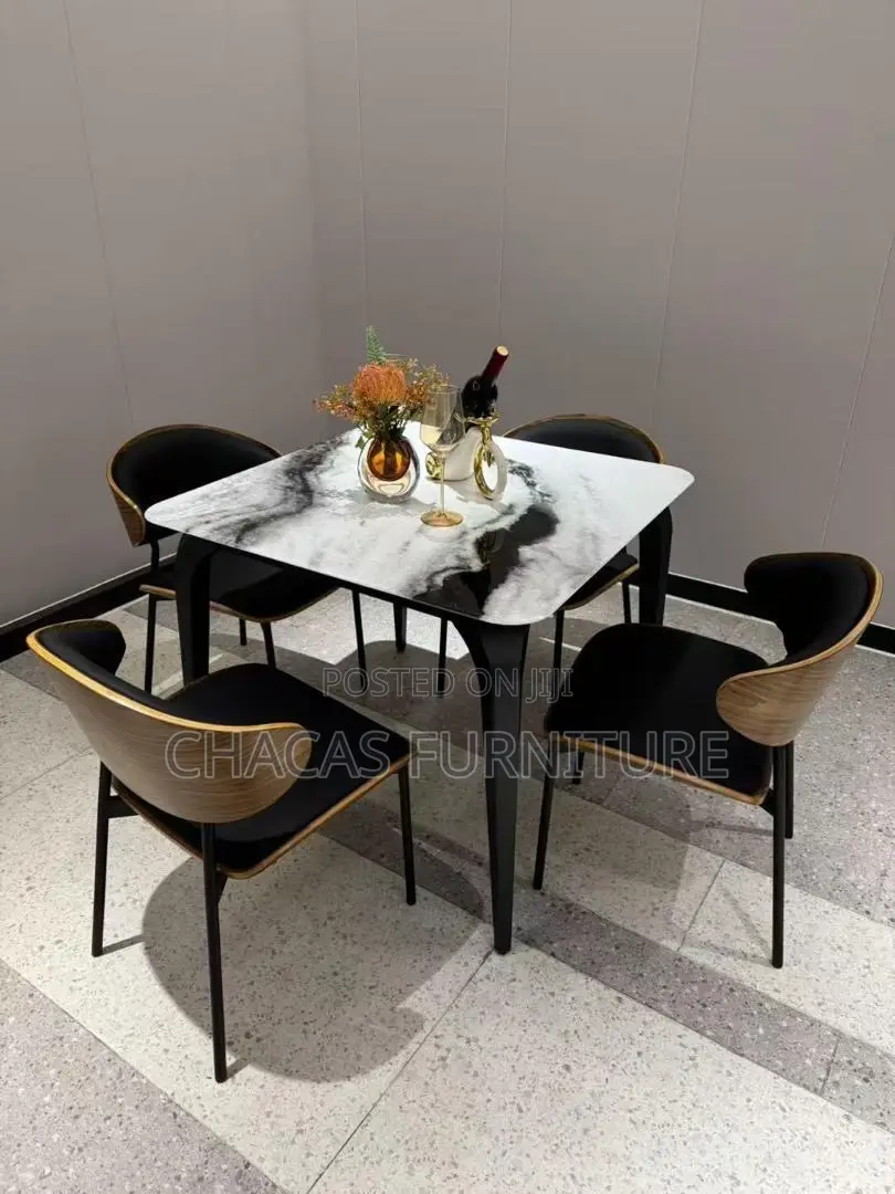Luxury 4-Seater Marble Top Dining Set With Bentwood Chairs