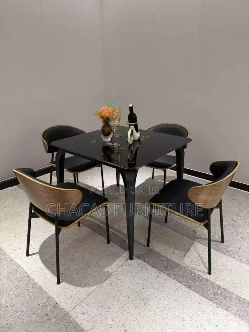 Luxury 4-Seater Marble Top Dining Set With Bentwood Chairs