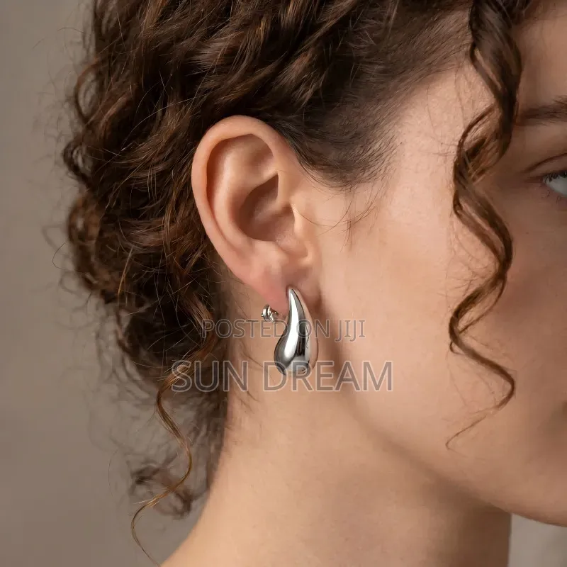 Stainless Steel Sliver Water Drop Ladies Earrings Women Jewelry