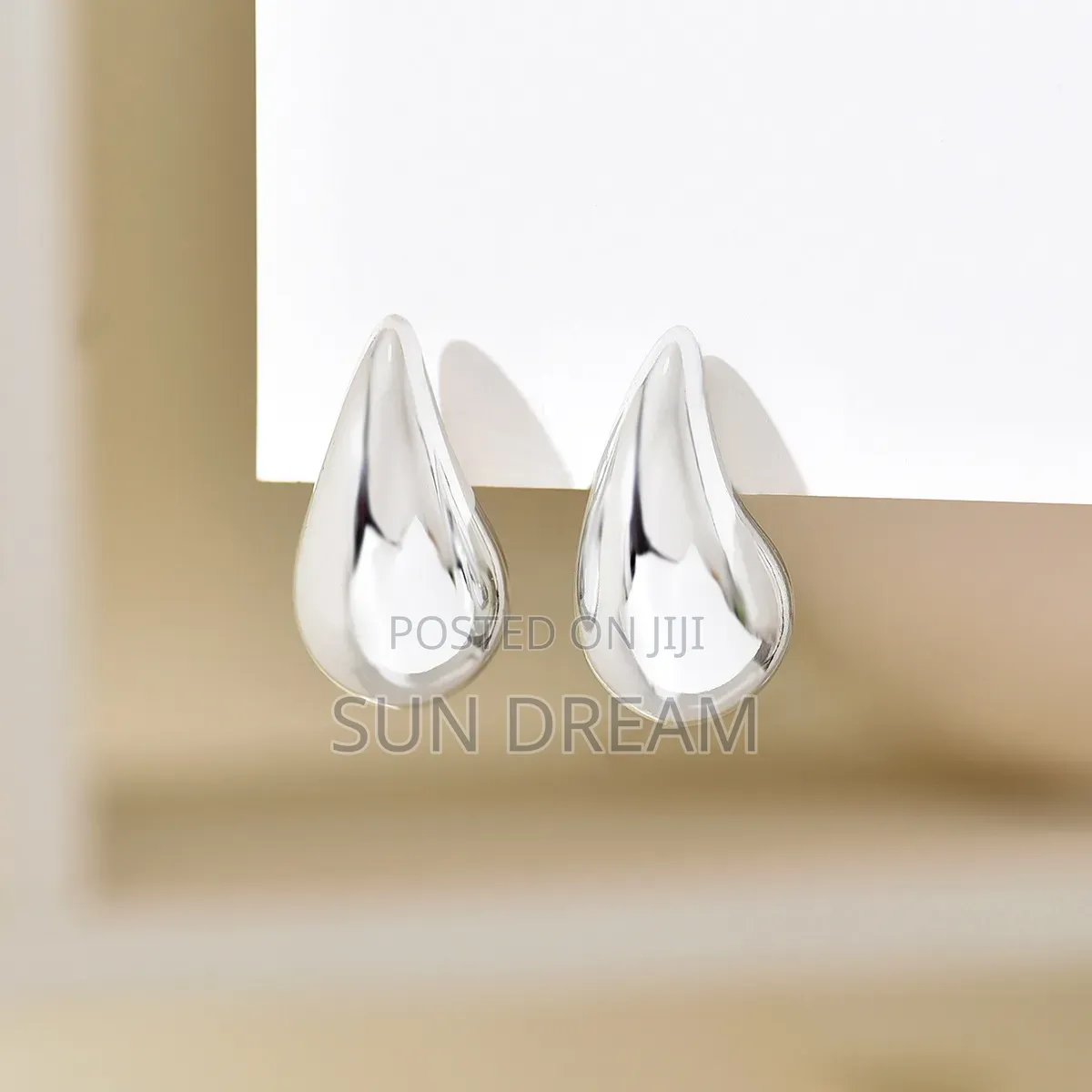 Stainless Steel Sliver Water Drop Ladies Earrings Women Jewelry