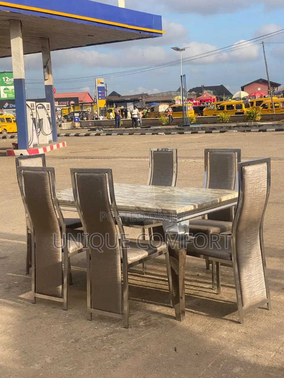 Top Quality 6 Seaters Real Marble Dining Set