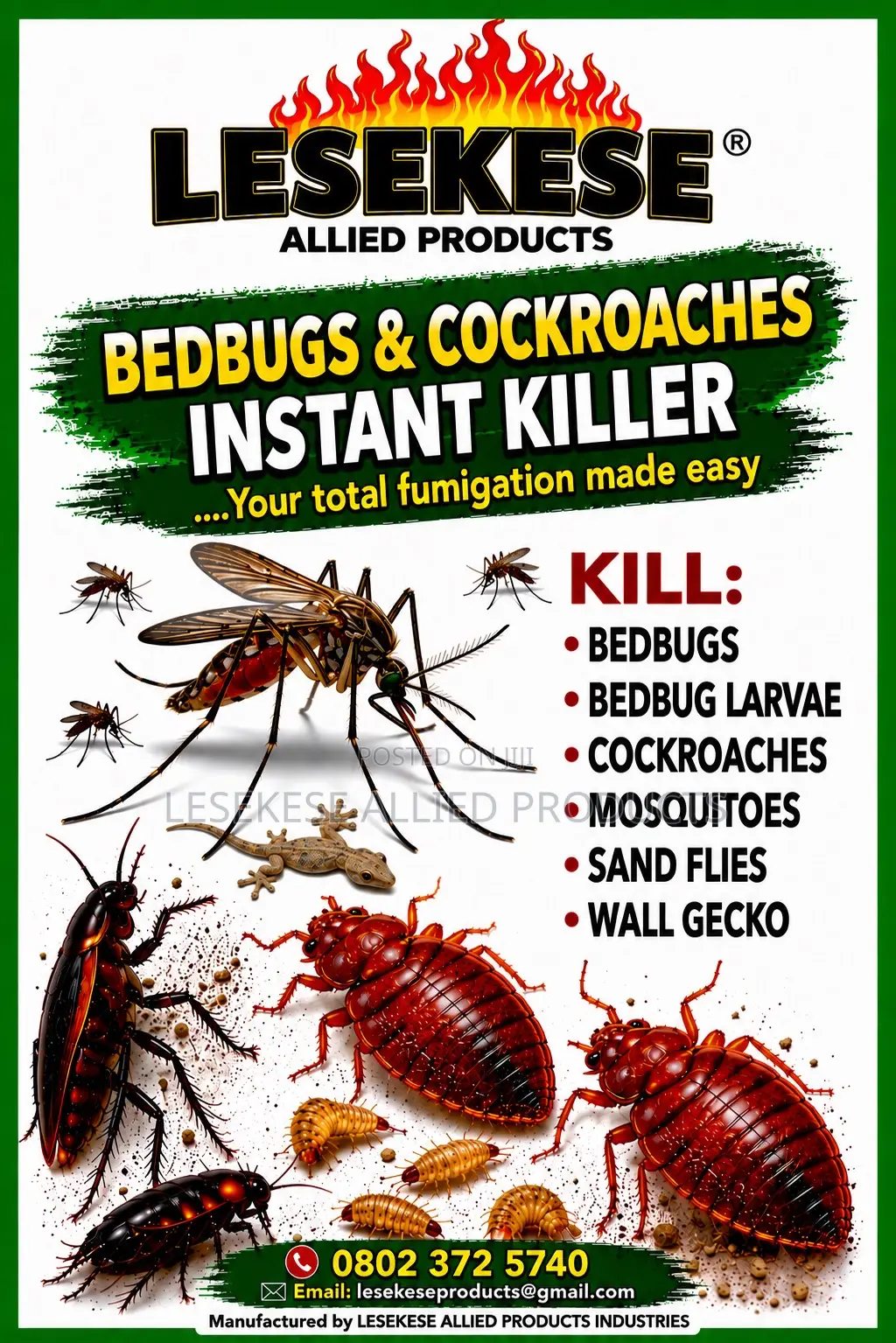 Lesekese Bedbugs and Cockroaches Instant Killer - 500ml