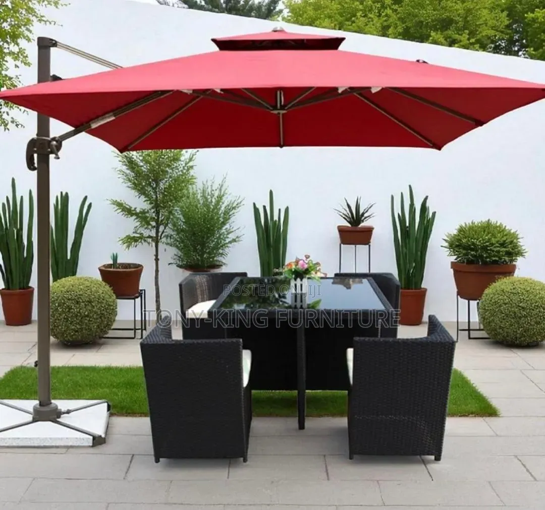 Outdoor Standard Metal Base Umbrella With Heavy Stone