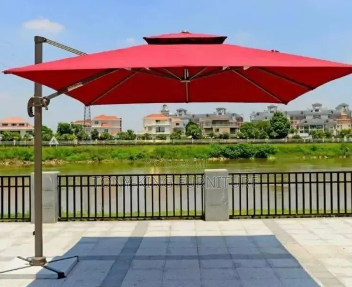 Outdoor Standard Metal Base Umbrella With Heavy Stone