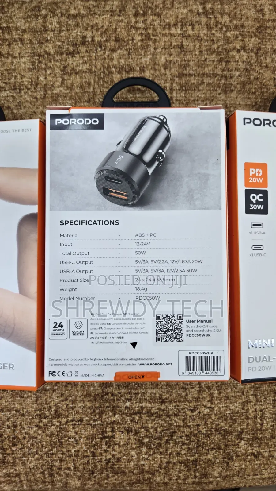 Mini Size Dual Port 50W Car Charger