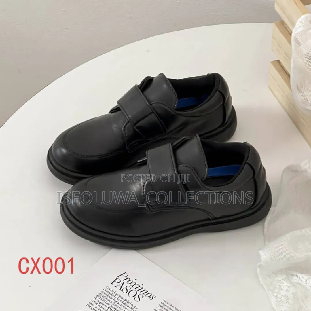 Boys’ Classic Black Velcro School Shoes