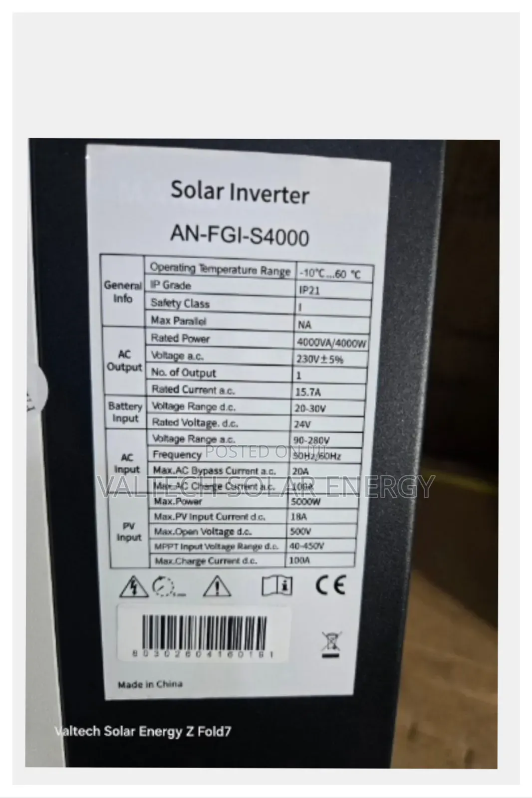 Anern an-Fgi-S4000 24v 4kw Hybrid Inverter