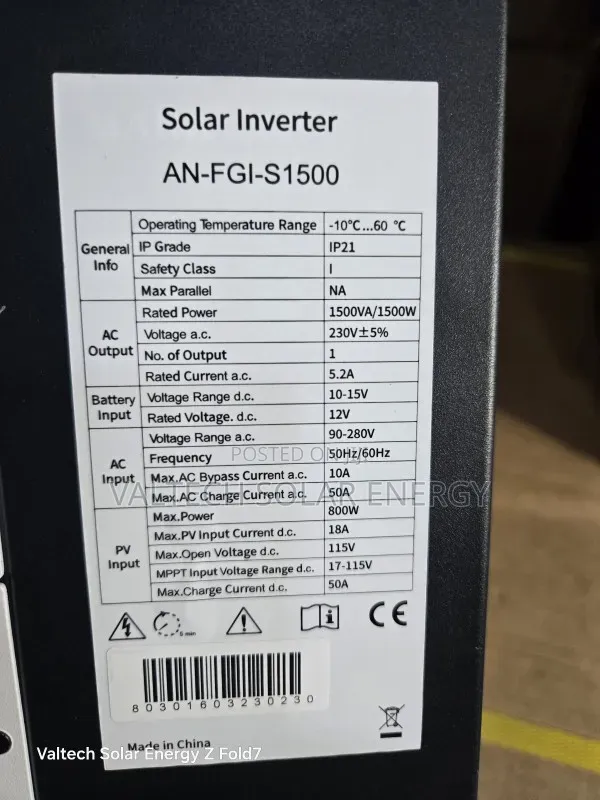 Anern Fgi-S1500 12v 1.5kw Hybrid Inverter With 50a MPPT