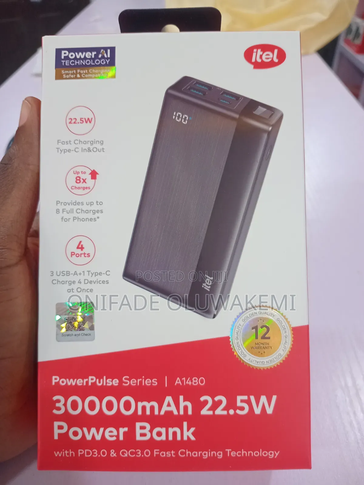 30,000mAh 22.5W Itel Power Bank A1480