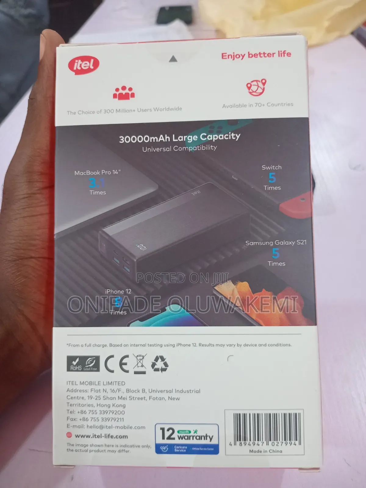 30,000mAh 22.5W Itel Power Bank A1480