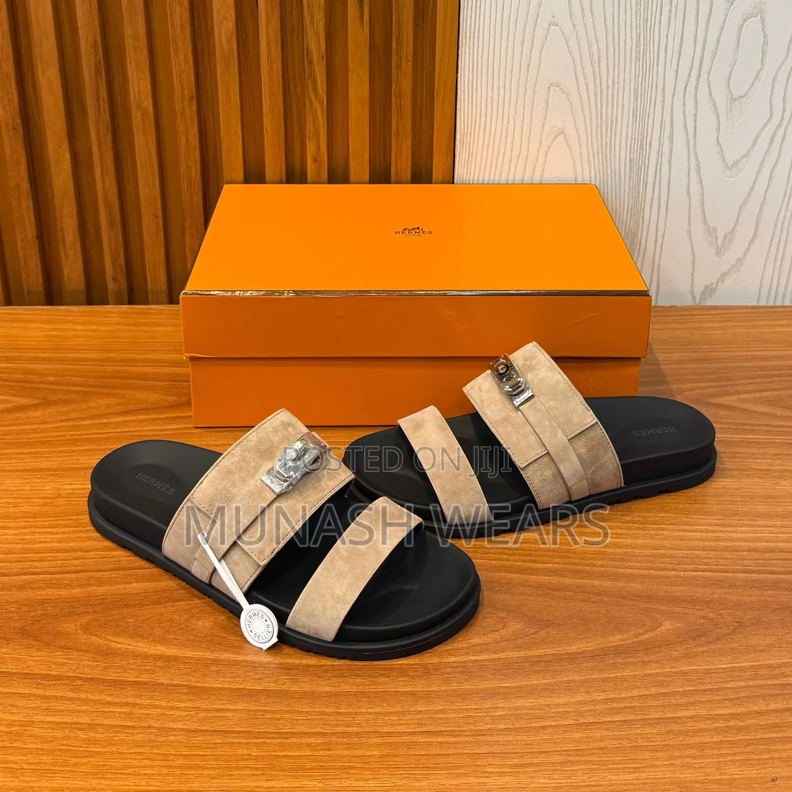 Luxury Hermes Calfskin Slipers Available 40-48