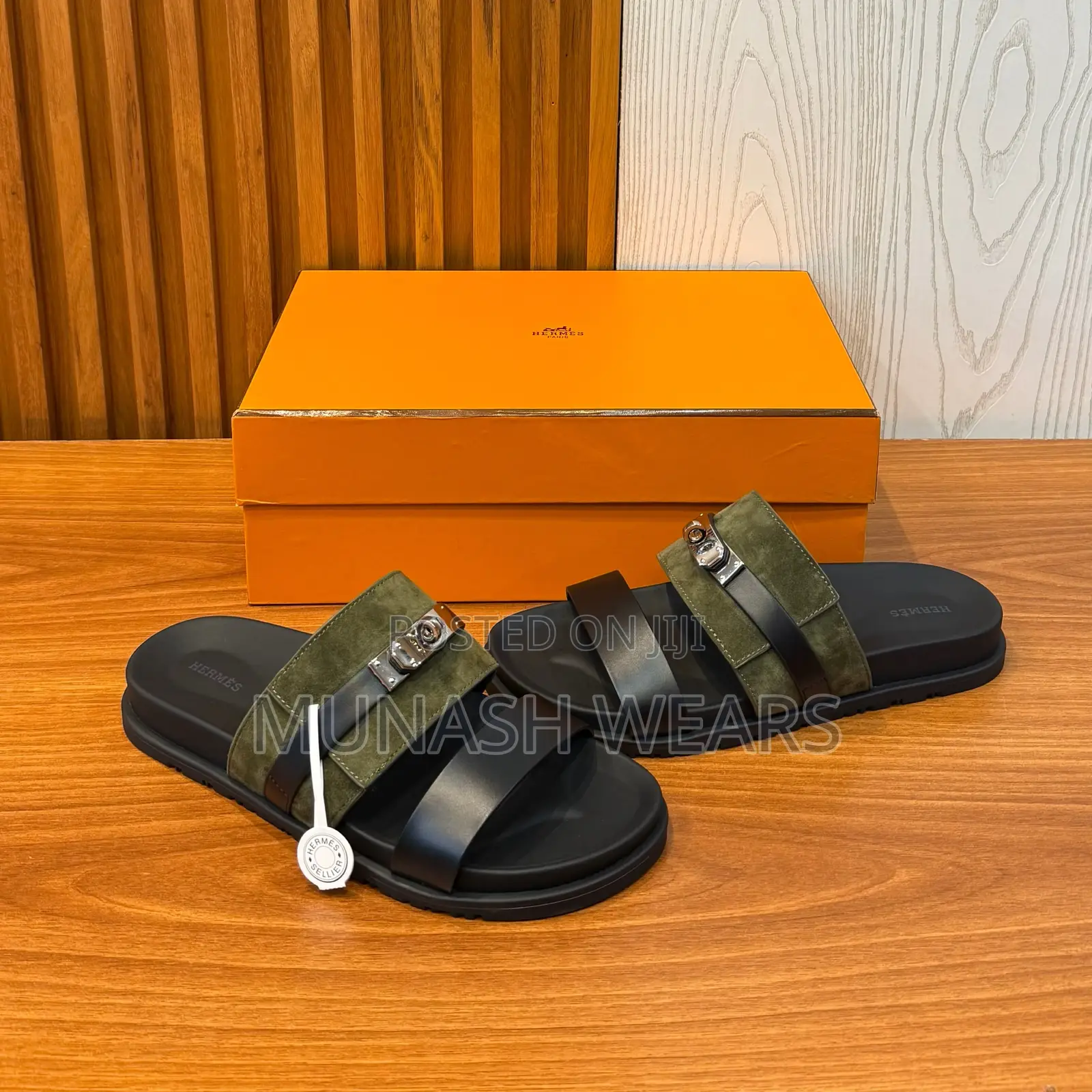 Luxury Hermes Calfskin Slipers Available 40-48