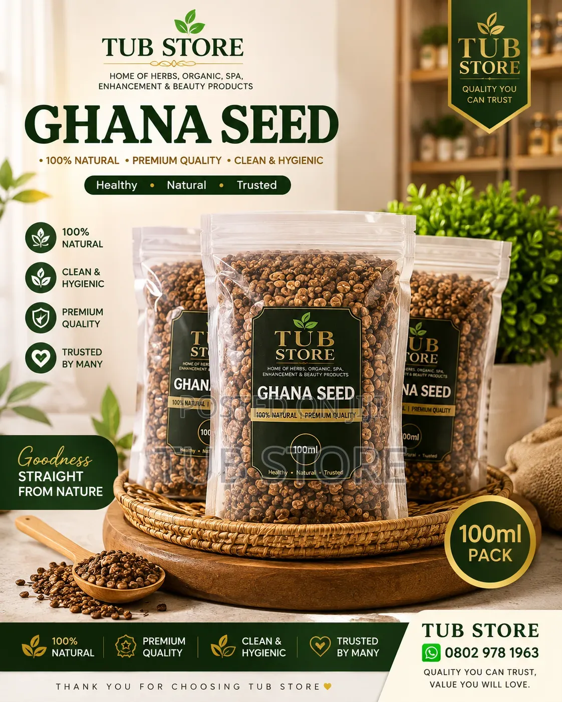 100ml Miracle Seed ,Ghana Seed Also Available in Counting